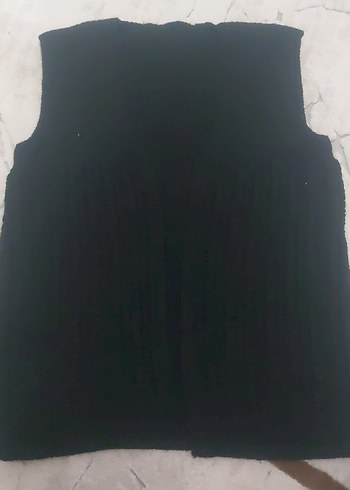 Siyah Pilili Kadın Kolsuz V Yaka Yelek - Görsel 3