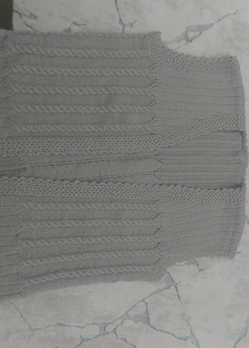 Gri V Yaka Kadın Triko Yelek - Görsel 4