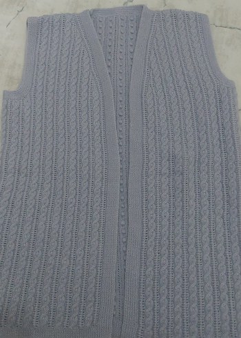 lila rengi Örgü V Yaka Kadın Süveter - Görsel 2