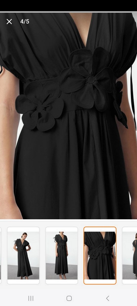 Siyah Uzun V Yaka Drapeli Kadın Elbise - Görsel 3