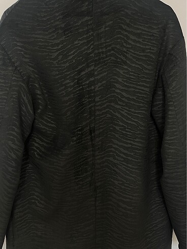 s Beden Ceket siyah baskılı zebra desenli oversize ceket