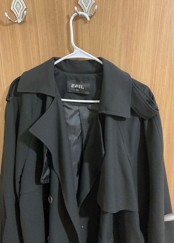 Kadın Siyah Midi Trençkot - Görsel 2