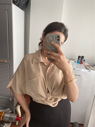 Oversize bej gömlek