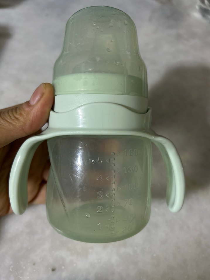 Yeşil Bebek Biberonu Kulplu Pastel Renk - Görsel 2