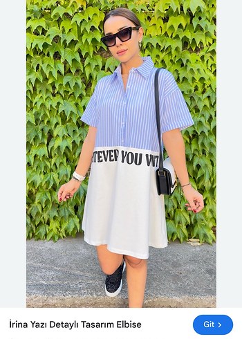 Beyaz Mavi Kısa Kollu Mini Elbise - Görsel 4