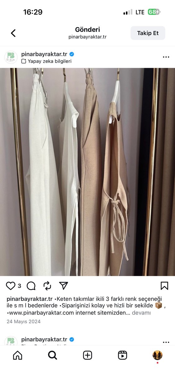 Bej Keten Kolsuz Mini Kadın Bluz Takım - Görsel 5