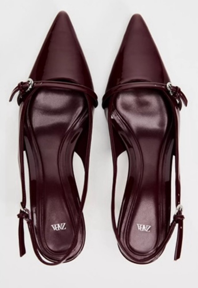 Bordo Parlak Deri Tokalı Stiletto - Görsel 2