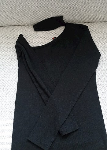 Siyah Vücuda Oturan Triko Hamile Bluzu - Görsel 3