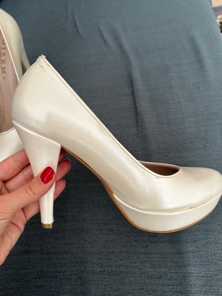 Krem Rugan Topuklu Kadın Ayakkabı - Görsel 5