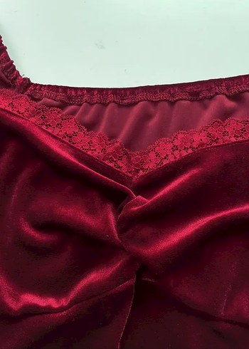 Bordo Süet V Yaka Uzun Kollu Elbise - Görsel 3