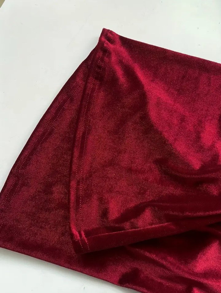 Bordo Süet V Yaka Uzun Kollu Elbise - Görsel 4