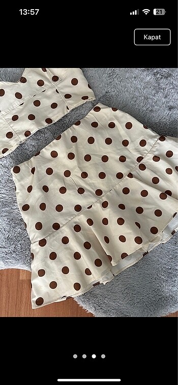 Zara Puantiyeli büstiyer şort etek takımı