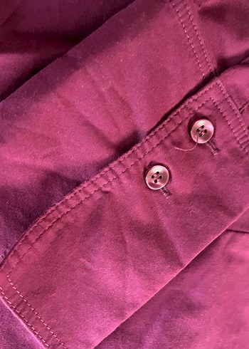 Düğmeli Mor Kadın Gömlek - Görsel 9