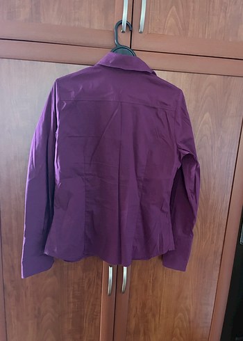 Düğmeli Mor Kadın Gömlek - Görsel 2
