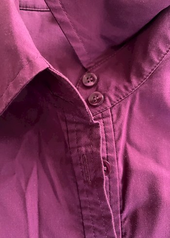 Düğmeli Mor Kadın Gömlek - Görsel 5
