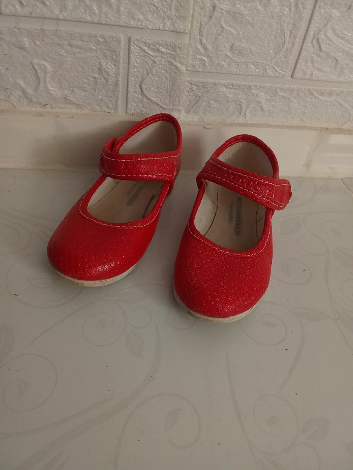 Kız Çocuk Kırmızı Cırt Cırtlı Babet - Görsel 2