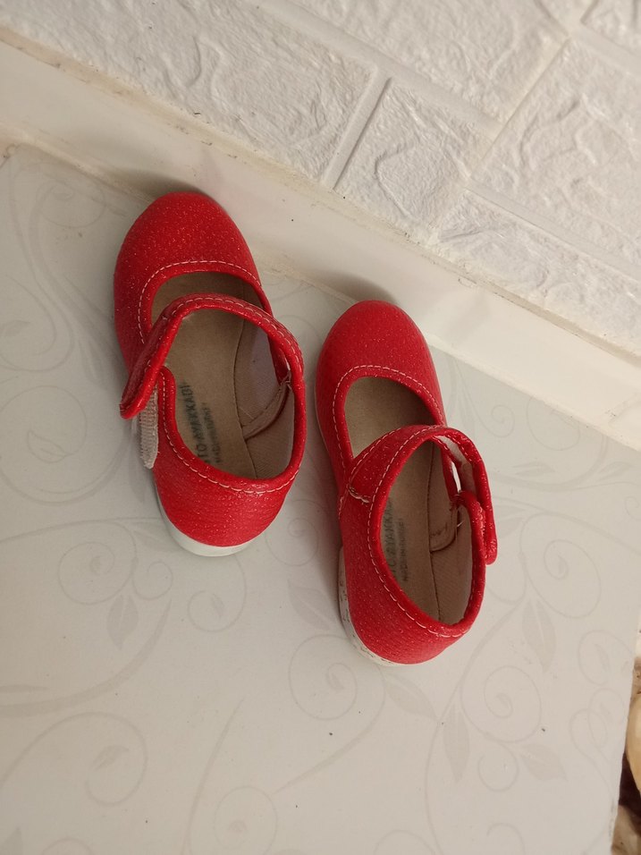 Kız Çocuk Kırmızı Cırt Cırtlı Babet - Görsel 3