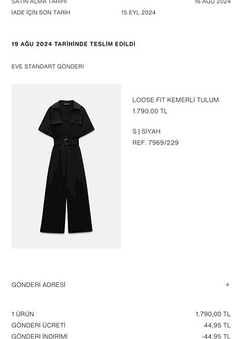 Zara Siyah Kemerli Kadın Şık Tulum