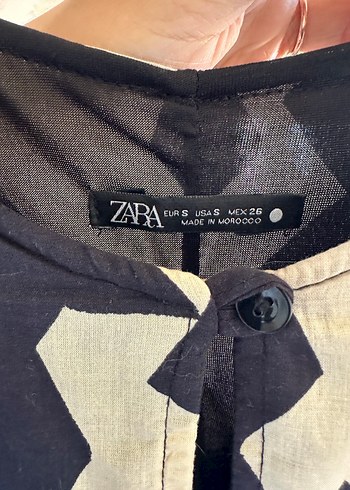 Zara Zara, Mini, Siyah Geometrik Desenli Elbise