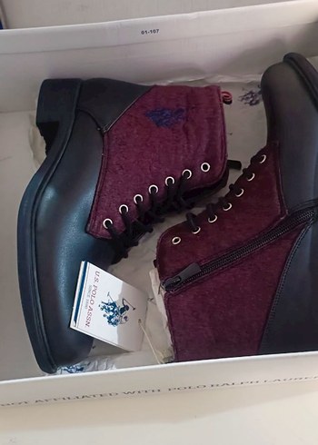 Bordo Süet Kadın Bot Blok Topuklu - Görsel 4