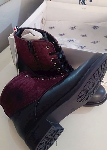 Bordo Süet Kadın Bot Blok Topuklu - Görsel 5