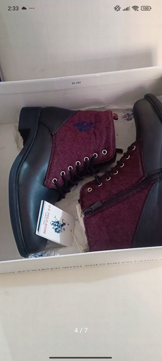 Bordo Süet Kadın Bot Blok Topuklu - Görsel 4