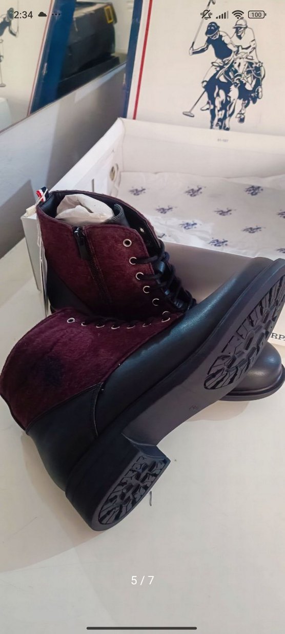 Bordo Süet Kadın Bot Blok Topuklu - Görsel 5