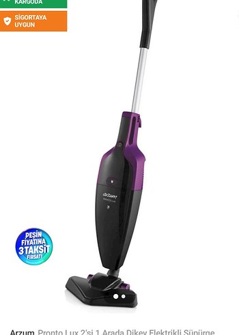 Arzum Pronto Lux Mor Elektrikli Süpürge - Görsel 6