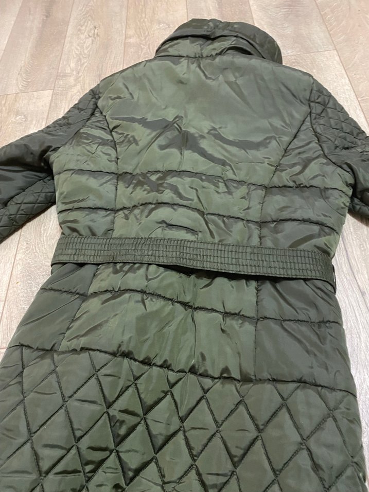 Düğmeli Uzun Yeşil Kadın Mont - Görsel 2