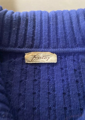 Düğmeli Mavi Triko kalın uzun hırka - Görsel 3