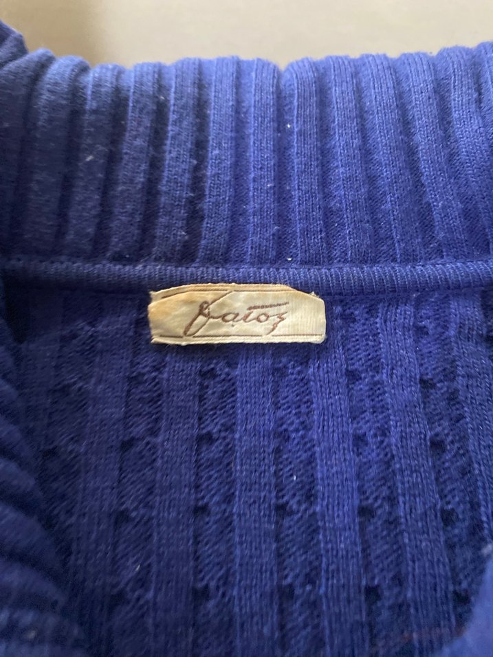 Düğmeli Mavi Triko kalın uzun hırka - Görsel 3