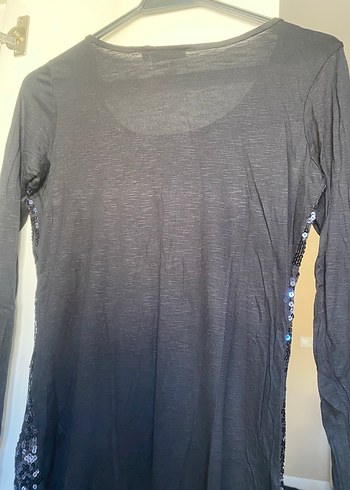 Parlak Payetli Siyah Uzun Kollu Tişört - Görsel 4