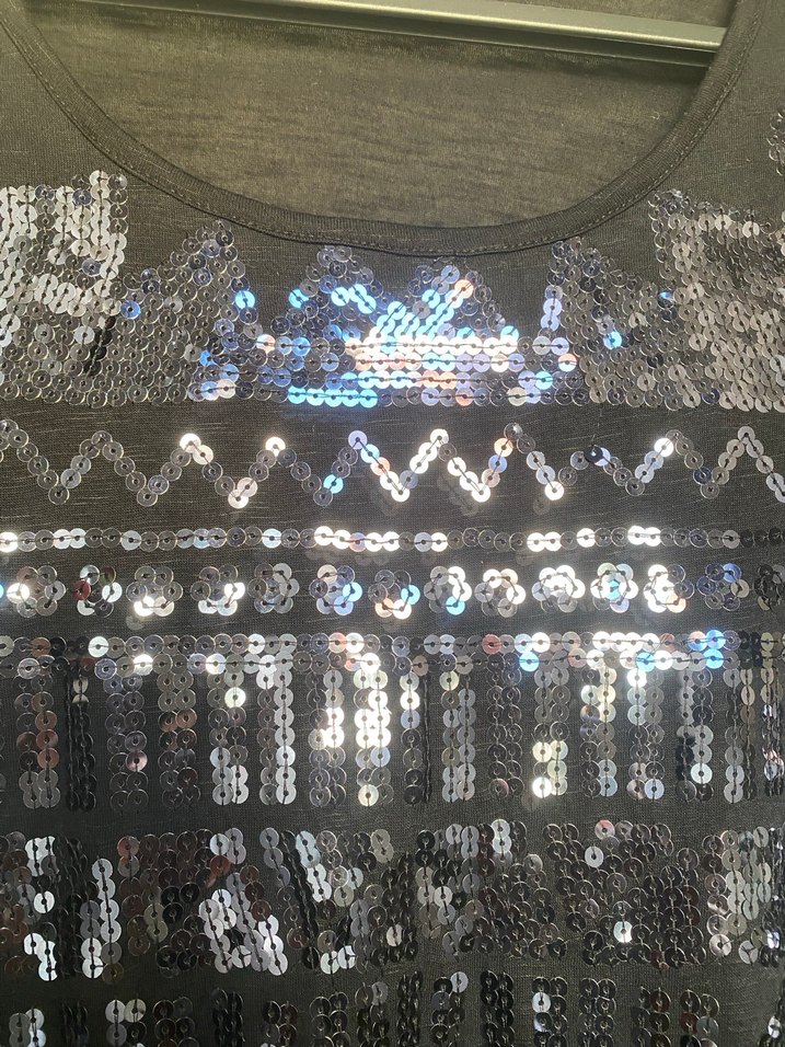 Parlak Payetli Siyah Uzun Kollu Tişört - Görsel 5