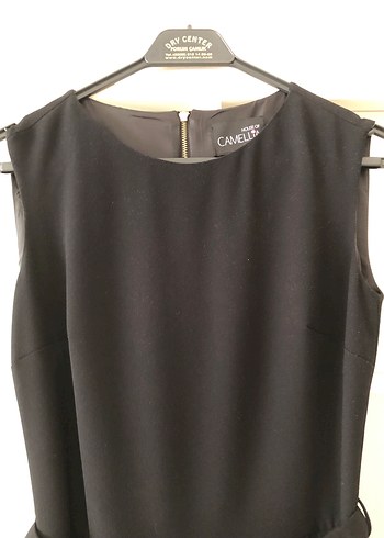 House of Camelia Kemer Detaylı Siyah Midi Ofis Elbisesi - Görsel 4