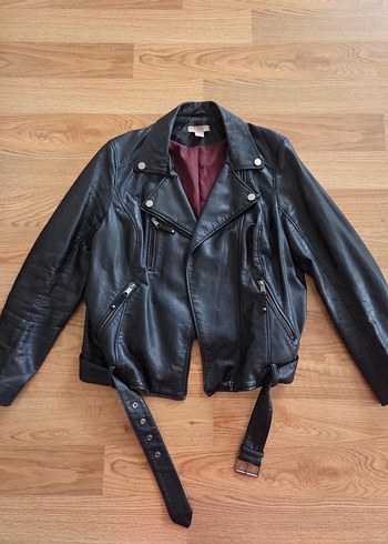 H&M Siyah Deri Biker Ceket