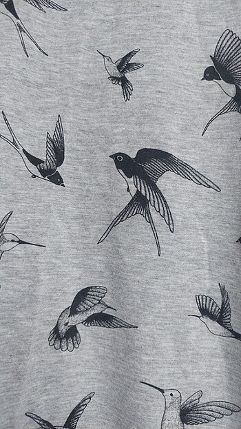 H&M HM kuş desenli uzun kollu üst 3XL