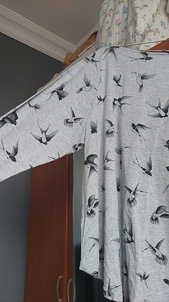 xxl Beden HM kuş desenli uzun kollu üst 3XL
