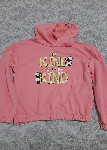 Kız Çocuk Kapüşonlu Pembe Sweatshirt