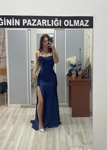 Abiye Straplez Lacivert Uzun Abiye Elbise