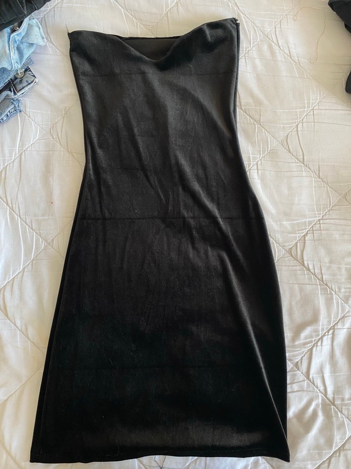 Siyah Straplez Mini Gotik Elbise - Görsel 2