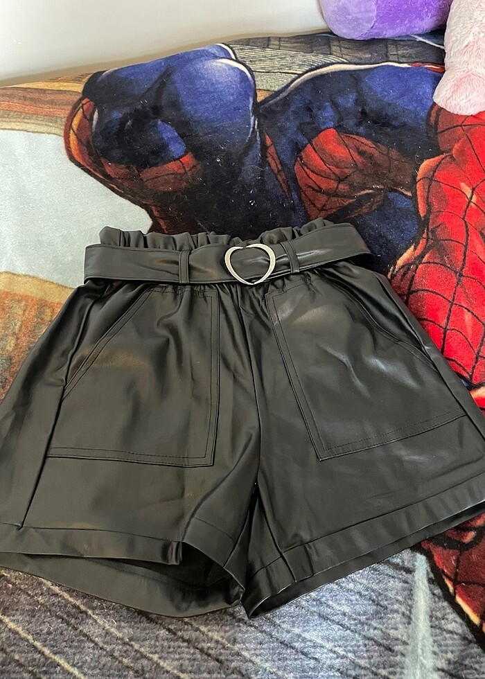 deri kemerli şort - Görsel 2