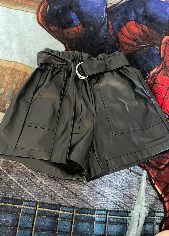 deri kemerli şort - Görsel 3