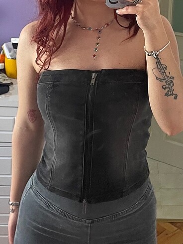 s Beden gri Renk fermuarlı crop