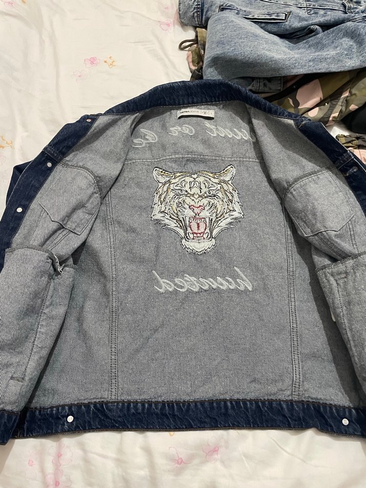 Kadın Mavi Baskılı Kot Ceket - Görsel 5