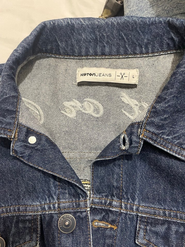 Kadın Mavi Baskılı Kot Ceket - Görsel 4