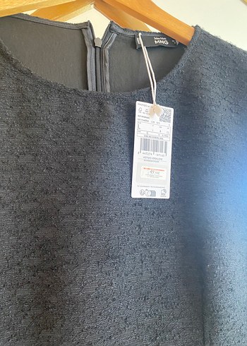 Mango Siyah Kolsuz Midi Triko Elbise