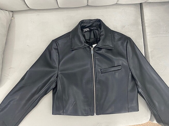 Zara crop deri çeket