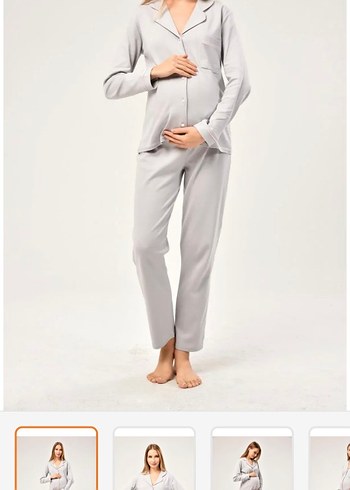 Gri Hamile ve Emzirme Pijama Takımı
