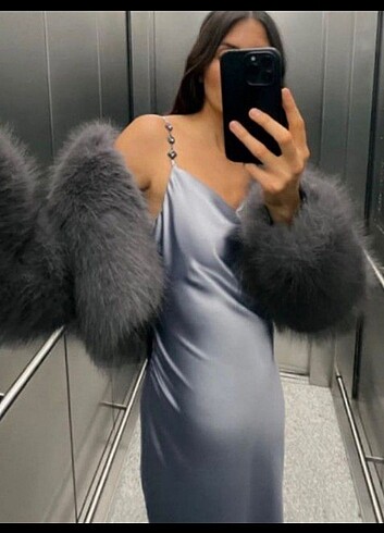 36 Beden Zara saten elbise 