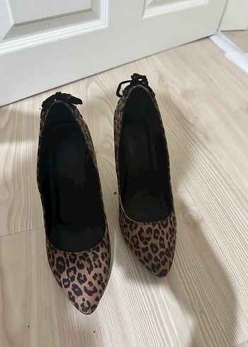 Kahverengi Leopar Desenli Süet Stiletto - Görsel 2